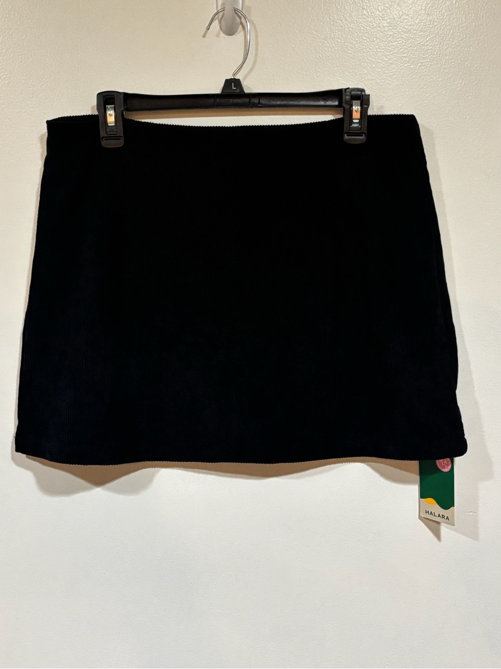 NWT Halara Auracord Corduroy Skort Size L Black High Waisted Whimsigoth Mini